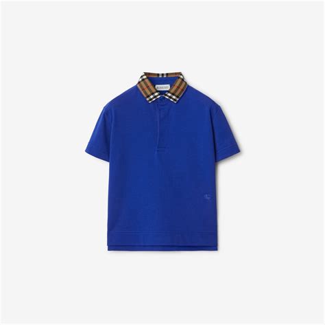 Check Collar Cotton Polo Shirt in Knight 